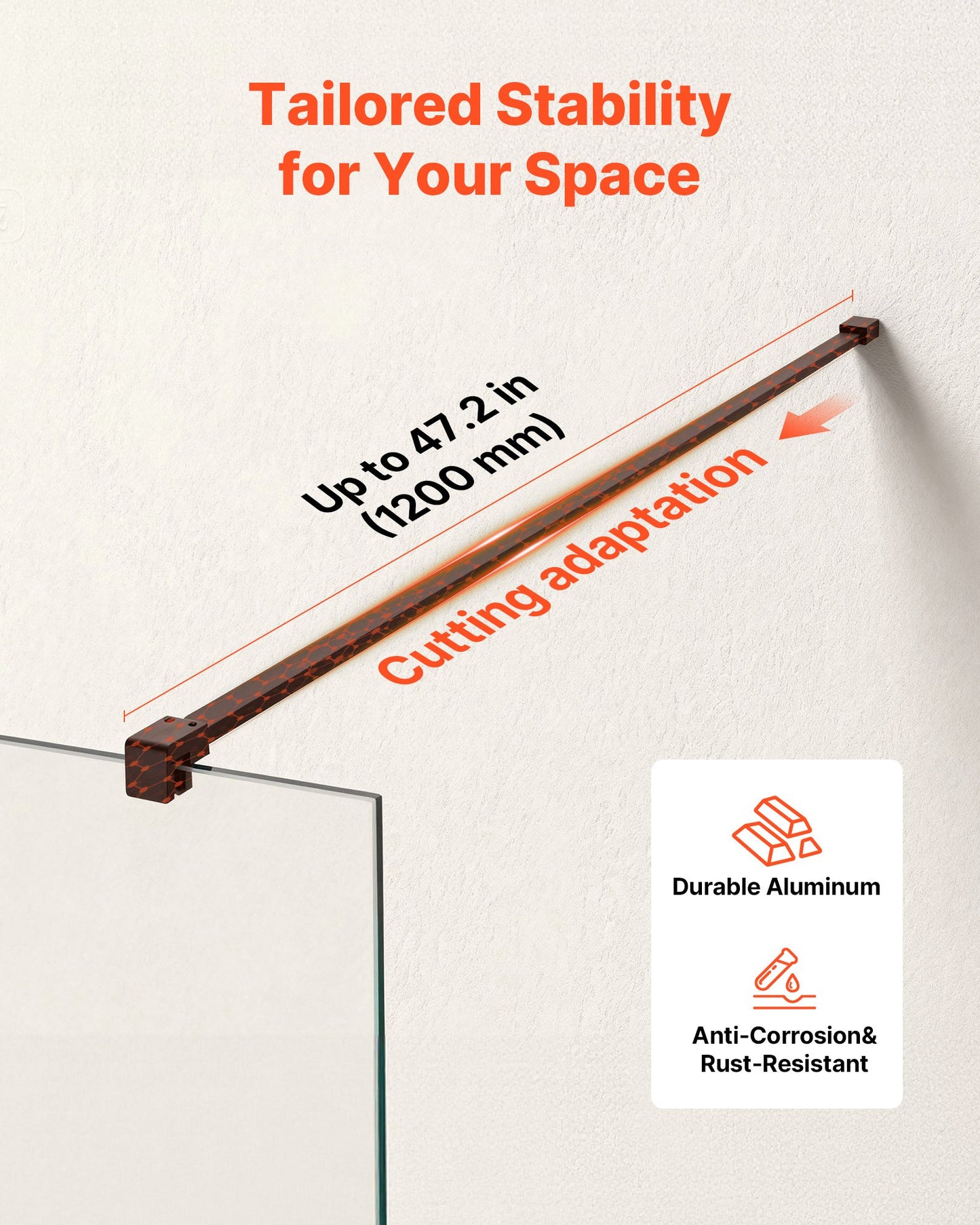 Fixed Glass Shower Panel, 864 x 1870 mm Semi-Framed Fixed Shower Screen, 8 mm Thick Clear Tempered Glass Door with Bottom Seal Strip and Hardware, Easy to Clean, for Bathroom, Matte Black