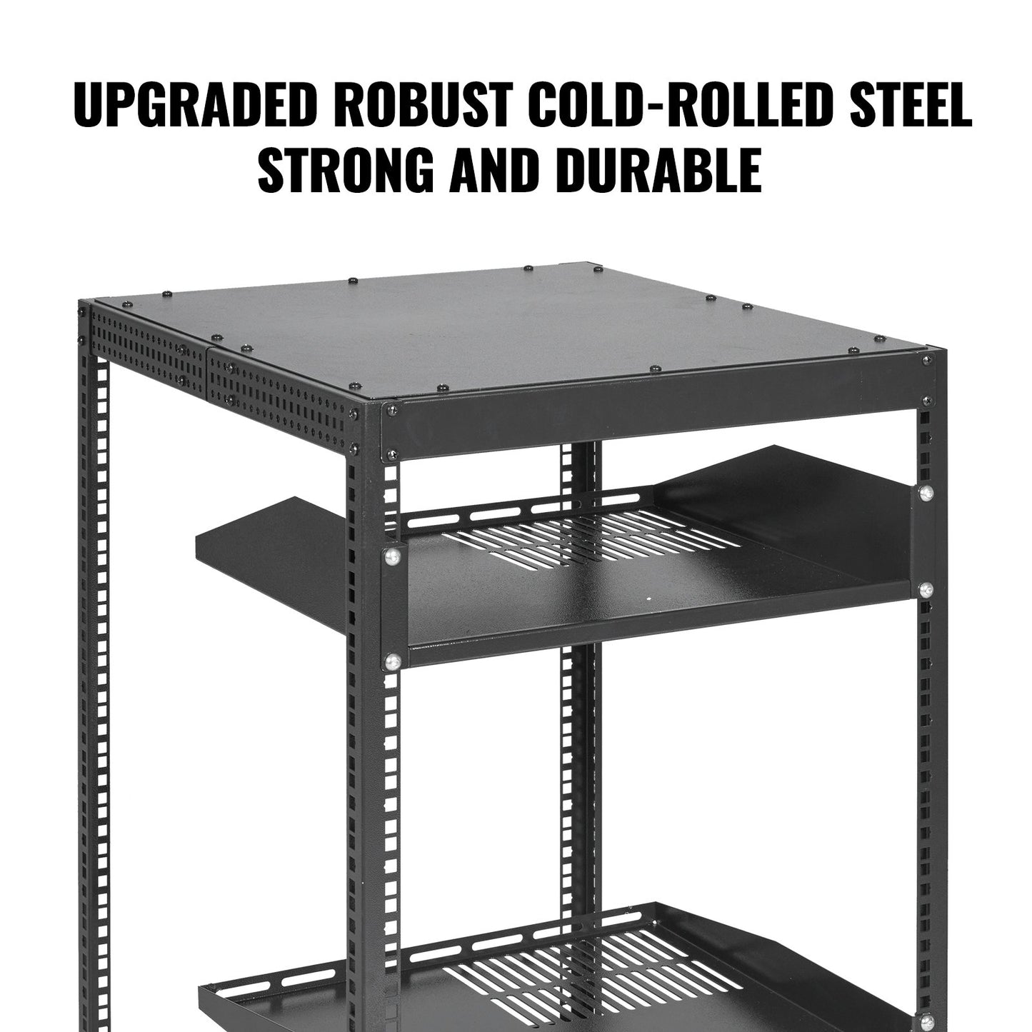 20U Open Frame Server Rack, 58.5-101.6cm/223-40 in Adjustable Depth, Free Standing or Wall Mount Network Server Rack, 4 Post AV Rack with Casters, Holds All Your Networking IT Equipment AV Gear Router Modem