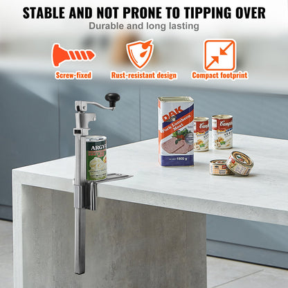 Commercial Can Opener, Heavy-Duty Manual Tabletop Cans Opener for Cans Up to 300 mm Height, Height-Adjustable Professional Can Openers with Stainless Steel Blade, for Restaurant & Food Store