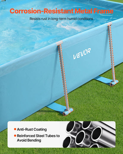 Frame Above Ground Swimming Pool, 3 x 2 x 0.762 m Rectangular Steel Metal Frame, Large Rectangle Outdoor Backyard Family Pool, Easy to Assemble Rust-Resistant, 3959.54 L Water Capacity, Blue