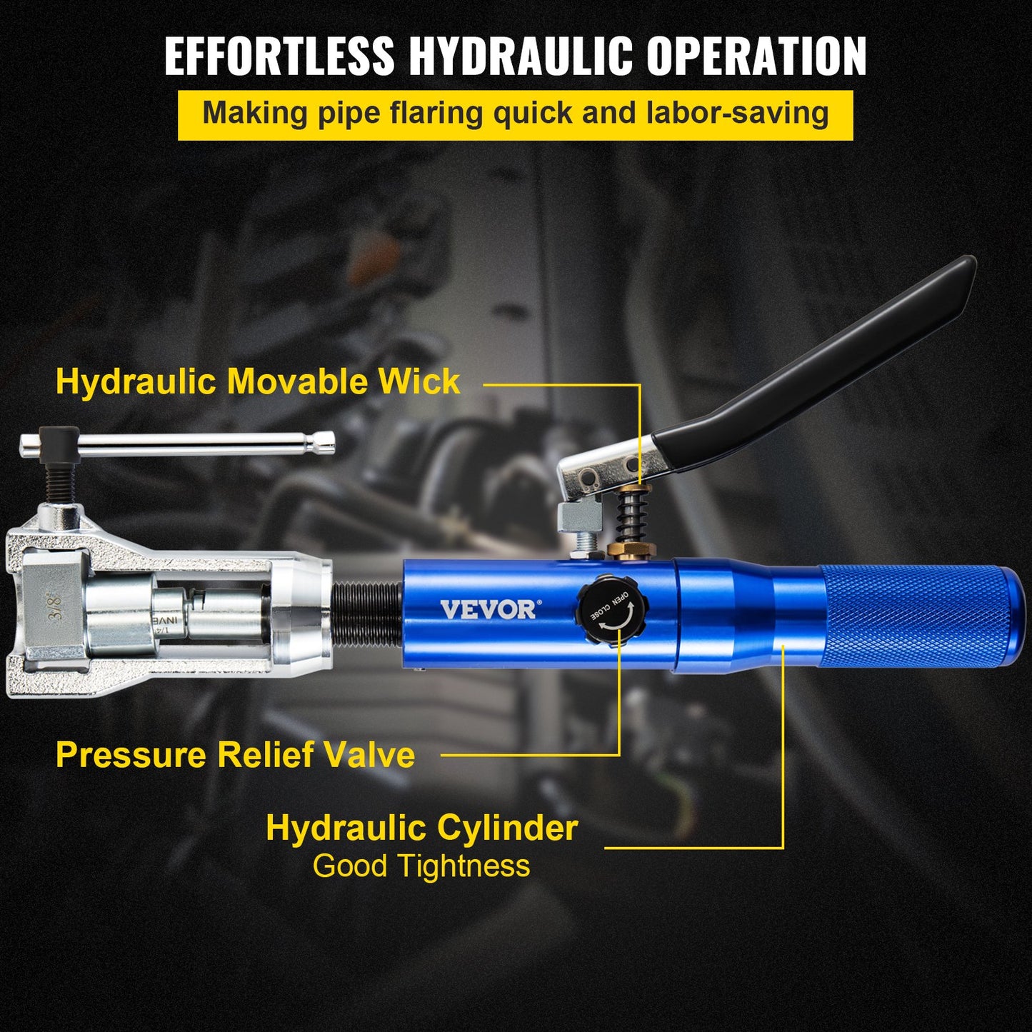 Hydraulic Flaring Tool Kit, 45° Double Flaring Tool, Brake Repair Brake Flaring Tools for 3/16"-1/2", Brake Flare Tool with Tube Cutter and Deburrer, 32 PCS Tube Flaring Tools for Copper Lines