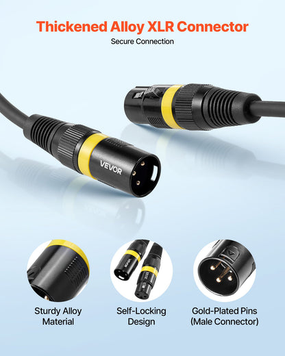 XLR Cable 30.48 m, 2 Pack, Shielded Balanced DMX Male to Female Microphone Cables, Gold-Plated 3-Pin XLR Mic Speaker Cord Wire, for Stage Lighting, Microphones, Amplifier, Mixer, Speaker Systems