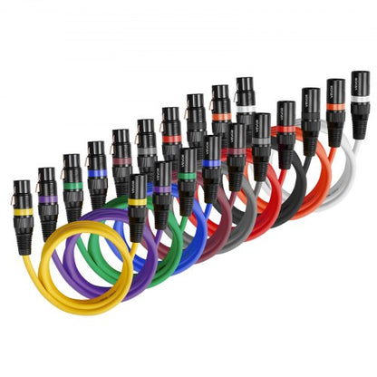 XLR-kabel 2 m, 10-pack, skärmade balanserade DMX-hane-till-hona-mikrofonkablar, guldpläterade 3-poliga XLR-mikrofonhögtalarkablar, för scenbelysning, mikrofoner, förstärkare, mixer, högtalarsystem