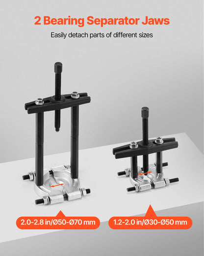 Bearing Puller Kit, 14-Piece 5 Ton Capacity Bearing Separator, Pinion Wheel Bearing Removal Kit with 50 mm and 70 mm Jaws, Bearing Puller Set, Heavy Duty Bearing Splitter Tool Kit with Case