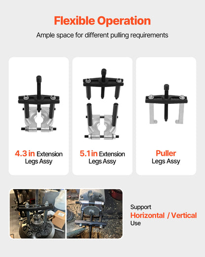Bearing Puller Kit, 14-Piece 5 Ton Capacity Bearing Separator, Pinion Wheel Bearing Removal Kit with 50 mm and 70 mm Jaws, Bearing Puller Set, Heavy Duty Bearing Splitter Tool Kit with Case