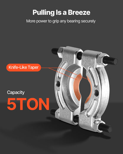 Bearing Puller Kit, 14-Piece 5 Ton Capacity Bearing Separator, Pinion Wheel Bearing Removal Kit with 50 mm and 70 mm Jaws, Bearing Puller Set, Heavy Duty Bearing Splitter Tool Kit with Case