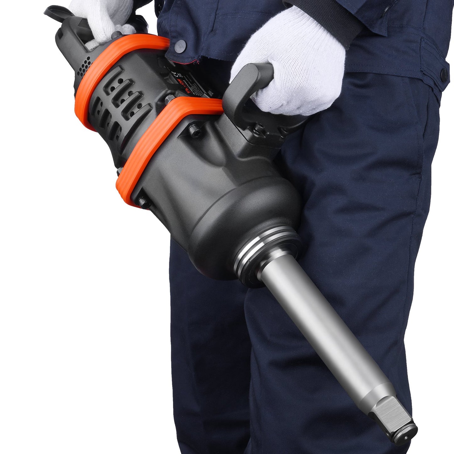 2.5 cm Air Impact Wrench, Up to 7016.37 N·m Beast Reverse Torque Output Pneumatic Impact Gun w/ 20cm Extended Anvil for Repairs and Maintenance of Heavy Duty Machinery / Semi-Truck / Bus