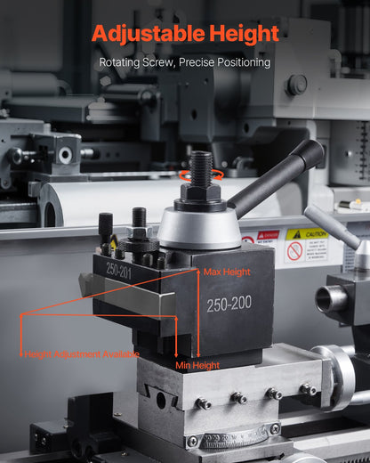 Quick Change Tool Post Set, 6 Pcs, Includes Lathe Tool Holders, Wedge Type Tool Post with Turning Tool Holder Accessories, for Mini Lathe & Metal Lathe 254-381 mm(10"-15") Swing, Durable Steel Material