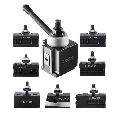 Quick Change Tool Post Set, 8 Pcs, Includes Lathe Tool Holders, Wedge Type Tool Post with Turning Tool Holder Accessories, for Mini Lathe & Metal Lathe 254-381 mm(10"-15") Swing, Durable Steel Material