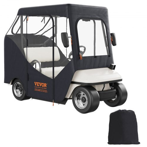 Golf Cart Enclosure, Fit for 2 Passengers EZGO TXT RXV, Short Roof 59", 600D Polyester Driving Enclosure 4-Sided Transparent Windows, Club Car Covers for 2-Seater Golf Carts Sunproof Dustproof
