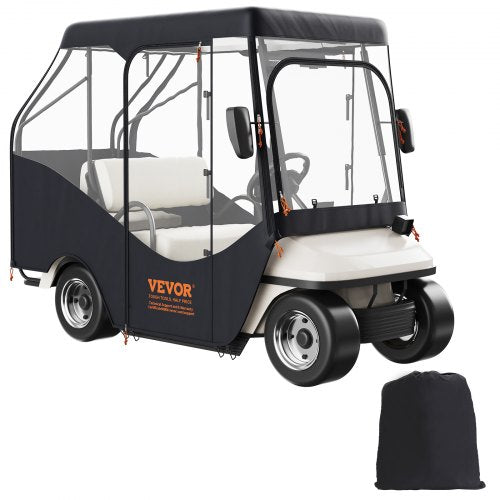 Golf Cart Enclosure, 420D Polyester Driving Enclosure with 4-Sided Transparent Windows, 4 Passenger Club Car Covers for 2+2 Passenger Golf Carts, Sunproof and Dustproof Outdoor Cart Cover