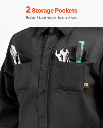 Flamskyddad svetsjacka - XXL-storlek, 180 g FR-bomullssvetsjacka, maskintvättbar värmebeständig säkerhetsjacka med krage, justerbara manschetter och fickor, uppfyller ATPV 9,2 kcal/cm² ljusbågsklassning