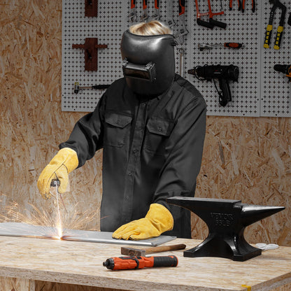 Flamskyddad svetsjacka - XXL-storlek, 180 g FR-bomullssvetsjacka, maskintvättbar värmebeständig säkerhetsjacka med krage, justerbara manschetter och fickor, uppfyller ATPV 9,2 kcal/cm² ljusbågsklassning