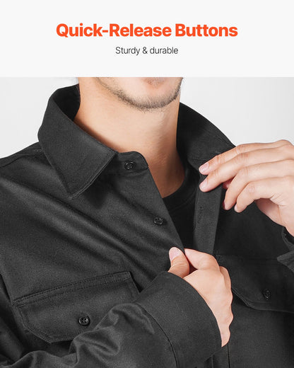 Flame-Resistant Welding Jacket - L Size, 7oz. FR Cotton Welding Jacket, Machine Washable Heat-Resistant Safety Jacket with Collar, Adjustable Cuffs & 2 Pockets, Meet ATPV 9.2 Cal/cm² Arc Rating