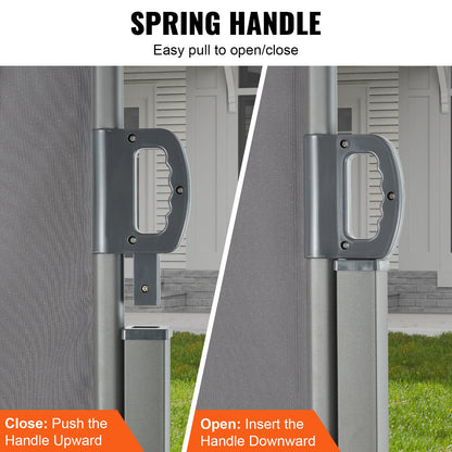 Retractable Side Awning, 63''x 118'' Outdoor Privacy Screen, 180g Polyester Water-proof Retractable Patio Screen, UV 30+ Room Divider Wind Screen for Patio, Backyard, Balcony, Gray