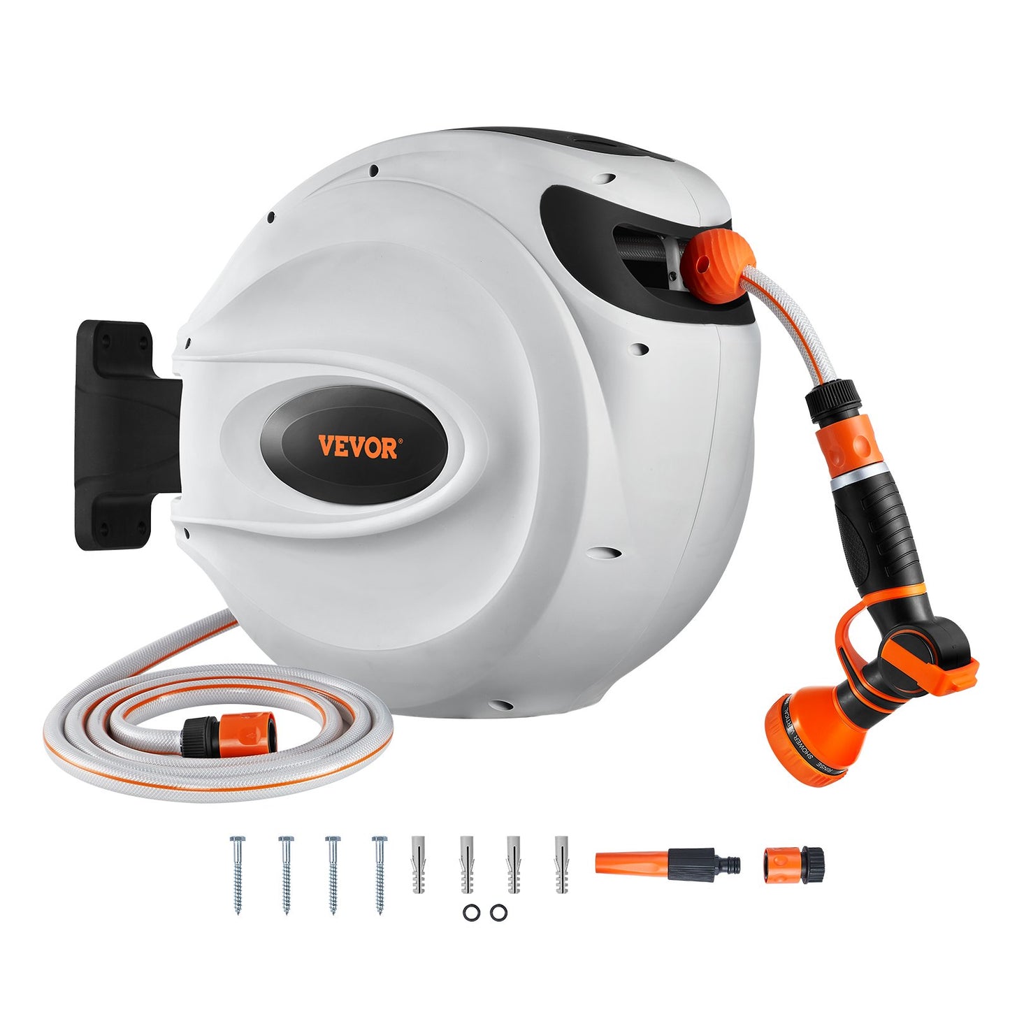 Retractable Hose Reel Water Hose Reel 25m x 1.3cm 180° Swivel Wall-Mounted