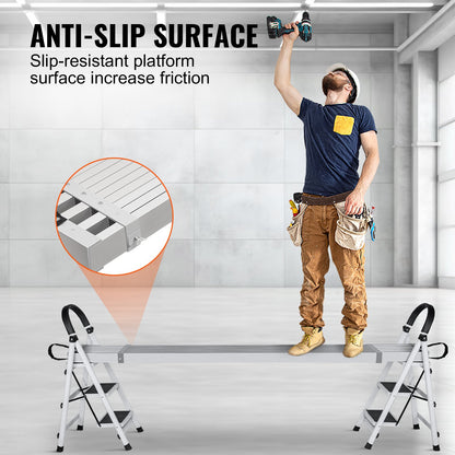 Arbetsplanka i aluminium, teleskopisk, 1,8–2,7 m, kapacitet 226,8 kg, ställningsplanka