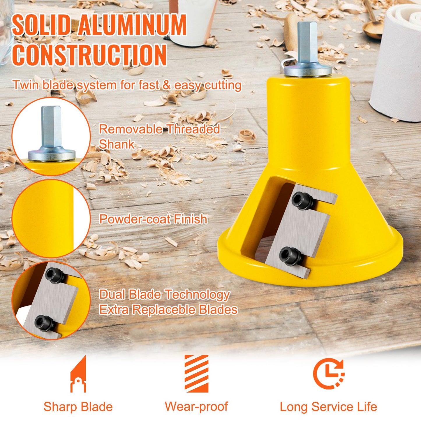 Tenon Cutter, 1.5" / 38 mm Diameter, Premium Aluminum & Steel Log Furniture Cutter, with Dual Straight Blades & Button Screws Home Master Kit, Commercial Woodworking Tool for Home Beginner DIY