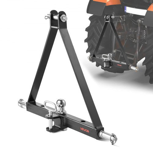 3 Point Hitch Receiver with 2 in Receiver, 3pt Quick Hitch Attachment, 6,000 lbs Capacity, Heavy Duty Tractor Tow Drawbar Adapter, Compatible with Kubota, Mahindra, John Deere, Massey Ferguson