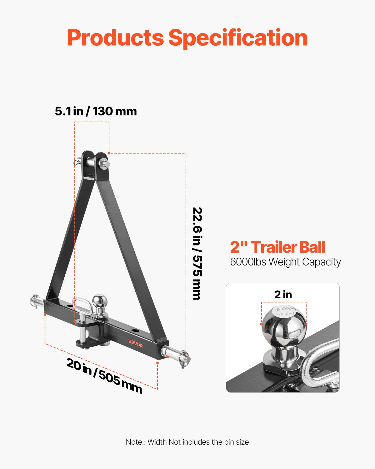 3 Point Hitch Receiver with 2 in Receiver, 3pt Quick Hitch Attachment, 6,000 lbs Capacity, Heavy Duty Tractor Tow Drawbar Adapter, Compatible with Kubota, Mahindra, John Deere, Massey Ferguson