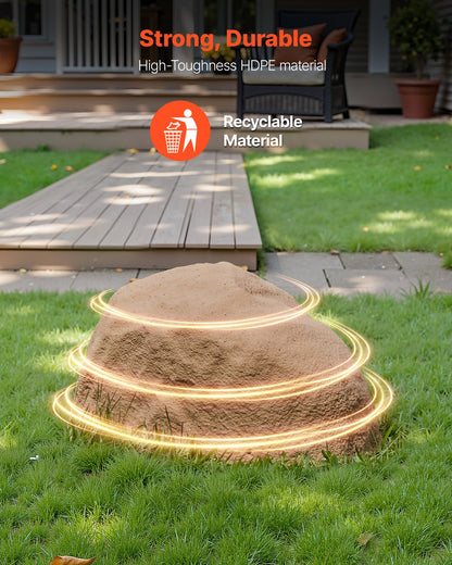 Faux Rock Cover, Outdoor Fake Rock Well Pump Cover, Realistic Natural Texture, Lightweight & Weather-Resistant Artificial Boulder for Landscaping Garden Yard Décor, Sand Yellow, Small Size