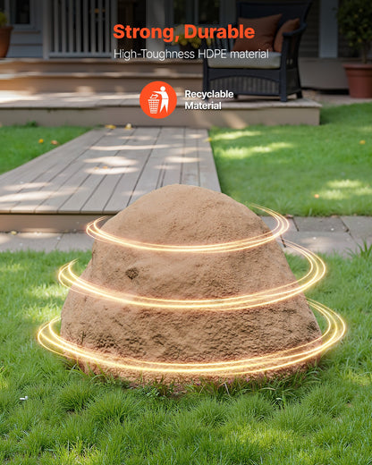 Faux Rock Cover, Outdoor Fake Rock Well Pump Cover, Realistic Natural Texture, Lightweight & Weather-Resistant Artificial Boulder for Landscaping Garden Yard Décor, Sandy Brown, Medium Size