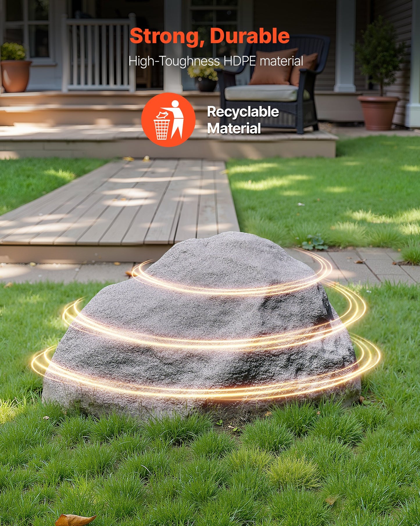 Konststensskydd, Konststensskydd för utomhusbruk, Realistisk naturlig textur, Lätt och väderbeständig konstgjord sten för landskapsarkitektur, trädgårdsdekor, Mörkgrå, Mellanstorlek