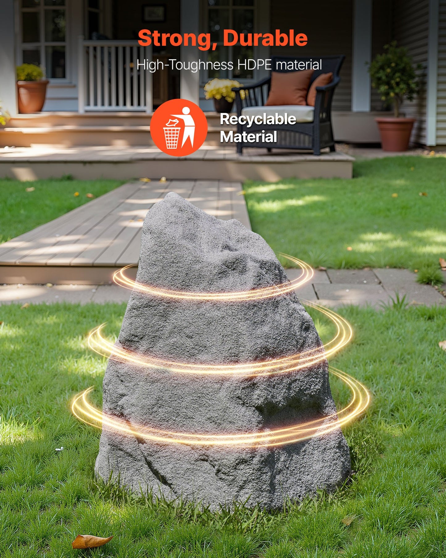 Konststensskydd, konstgjort landskapsskydd för utomhusbruk, realistiskt utseende och sömlös design, lätt och väderbeständigt konstgjort stenblock för trädgårdsdekor, grå, medelstor