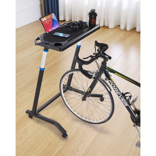 Cykelbord, mobilt hopfällbart multifunktionellt cykeltränings- och löpbandsbord med låsbara hjul, halkfritt cykeltränings- och fitnessbord med flera platser och handtag, lämplig för hemmakontorsträning