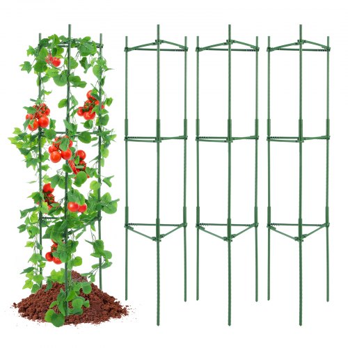 4 Packs Tomato Cages for Garden, 63 inch Tomato Trellis Plant Stakes Support, Stackable Tall Plant Support Cage, for Raised Garden Bed, Vegetables Flowers and Climbing Plants