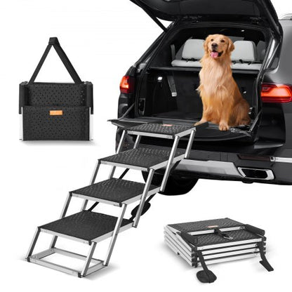 Dog Stair for Cars 4-step Folding Dog Steps Aluminum Loads up to 68 kg