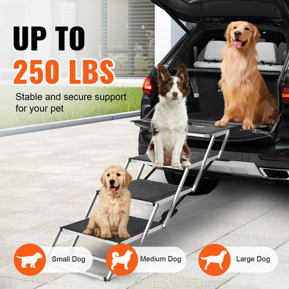 Dog Stair for Cars 4-step Folding Dog Steps Aluminum Loads up to 113.4 kg