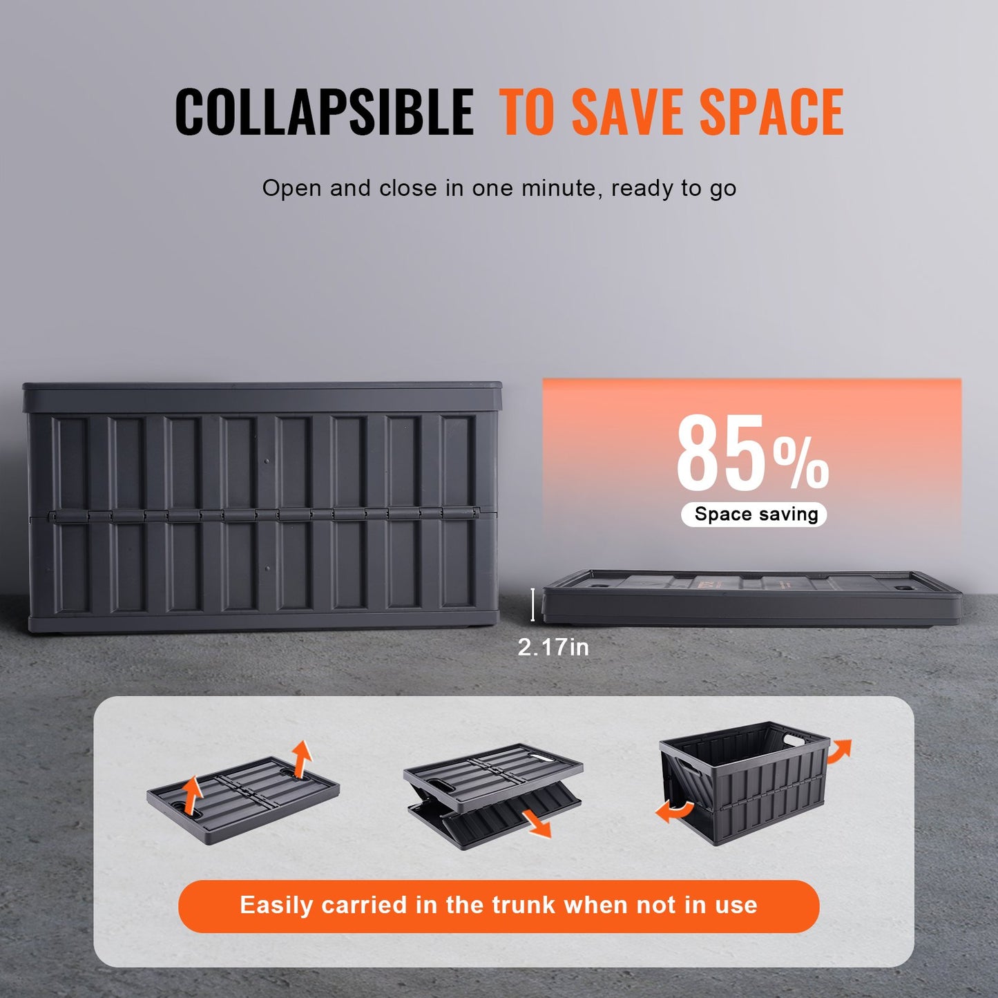 Collapsible Storage Bins with Lids, 65L 3 Packs, Folding Plastic Stackable Utility Crates with Handles, Large Heavy Duty Containers for Clothes, Toys, Books, Snack, Shoes, and Grocery Organizing