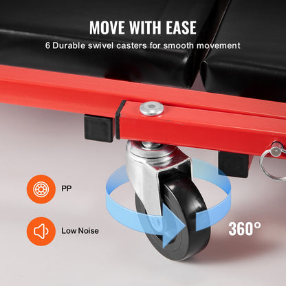 91,4 cm hopfällbar Z-garagepall med krypstol, mekanikerpall, 136,1 kg kapacitet