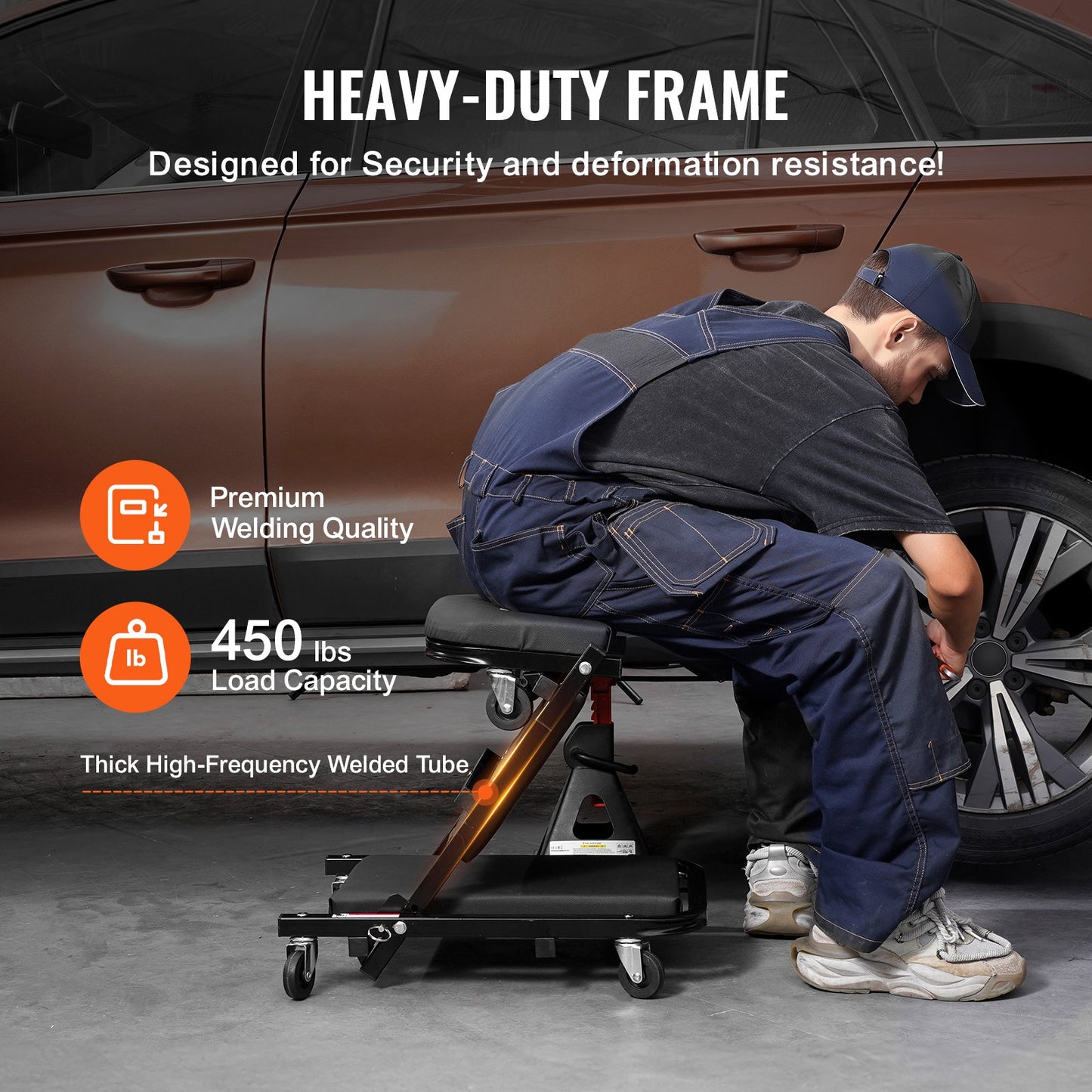 101.6 cm Foldable Z Garage Creeper Mechanic Creeper Stool 204.1 kg Capacity