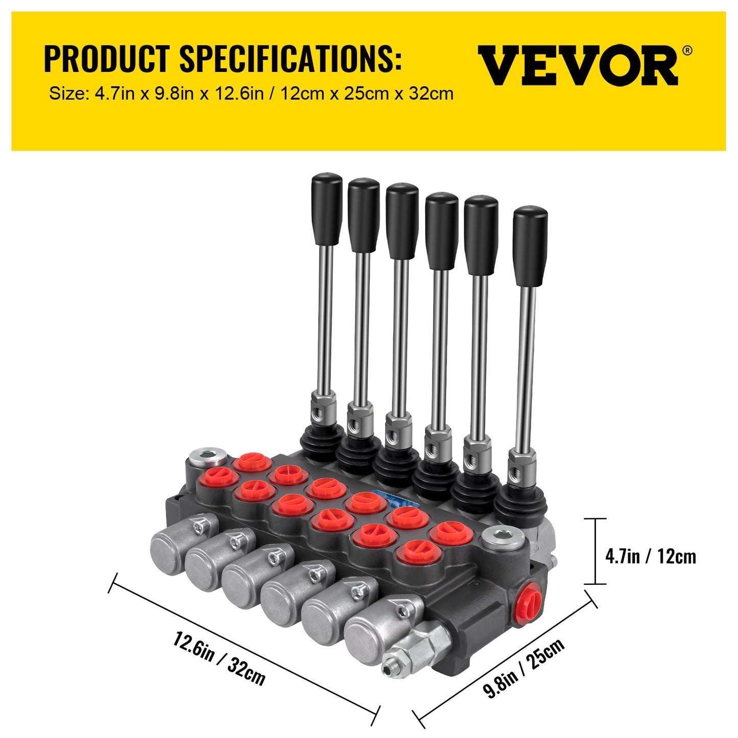 Hydraulisk riktningsventil, 6-spolig hydraulisk spolventil, 11 GPM hydraulisk lastarventil, 3600 PSI riktningsventil, Hydrauliska ventiler och kontroller för traktorer, lastare och tankar