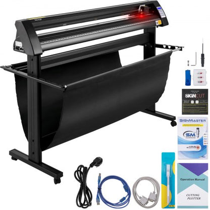 Vinyl Cutter, 1350mm Vinyl Plotter, LED Screen Plotter Cutter, Semi-Automatical Built-in Optical Eye, Compatible with SignCut Software for Mac and Windows System with Stand