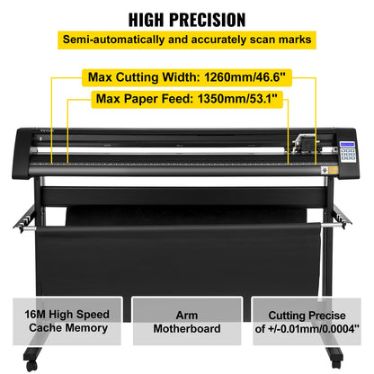 Vinyl Cutter, 1350mm Vinyl Plotter, LED Screen Plotter Cutter, Semi-Automatical Built-in Optical Eye, Compatible with SignCut Software for Mac and Windows System with Stand