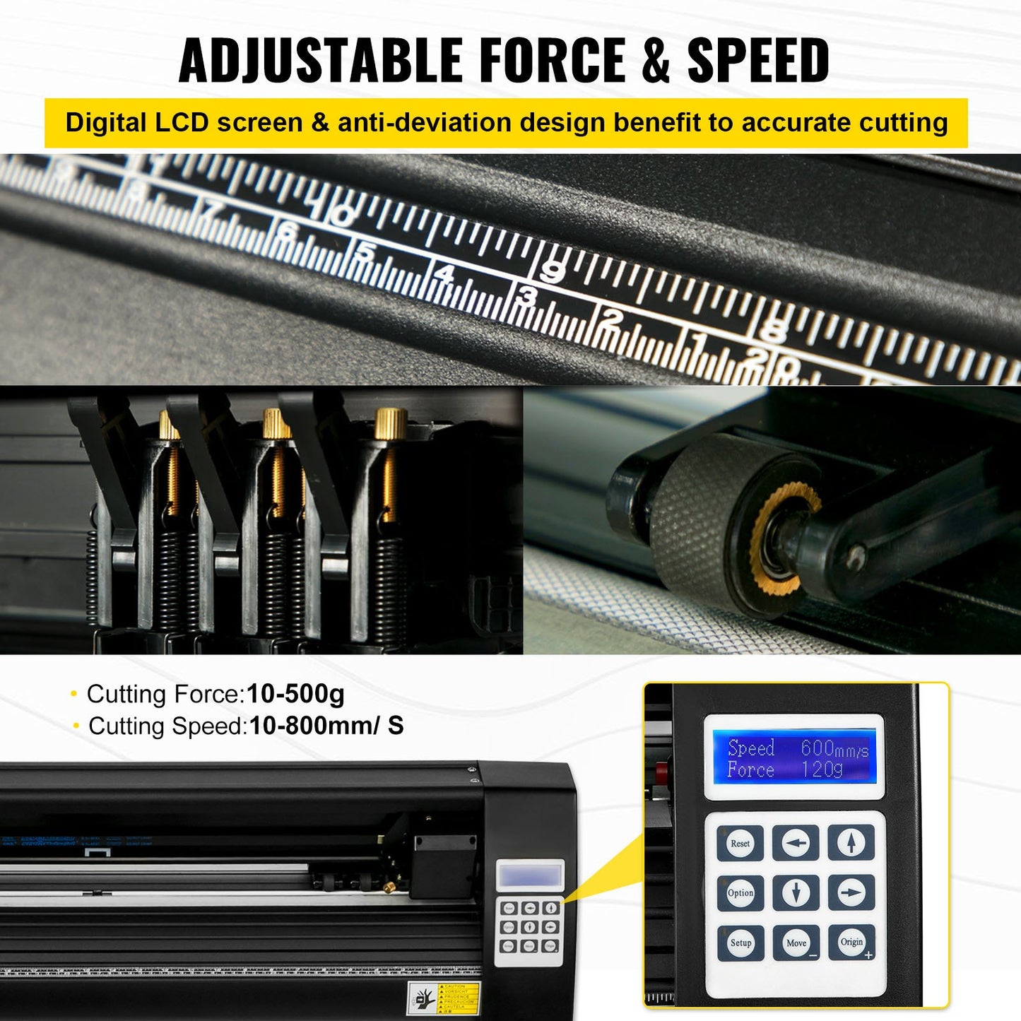 Vinyl Cutter 28 Inch Vinyl Cutter Machine 720mm Paper Feed Vinyl Plotter Cutter Machine with Sturdy Floor Stand for Cutting Paper Black