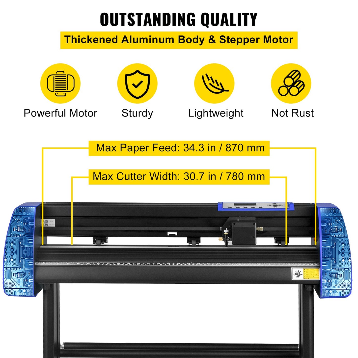 Vinyl Cutter 870mm Vinyl Cutter Machine Maximum Paper Feed 34inch Vinyl Plotter Cutter Machine with Sturdy Floor Stand Adjustable Force and Speed for Sign Making Vinyl Plotter