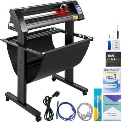 Vinyl Cutter, 720mm Vinyl Plotter, LED Screen Plotter Cutter, Semi-Automatical Built-in Optical Eye, Compatible with SignCut Software for Mac and Windows System with Stand