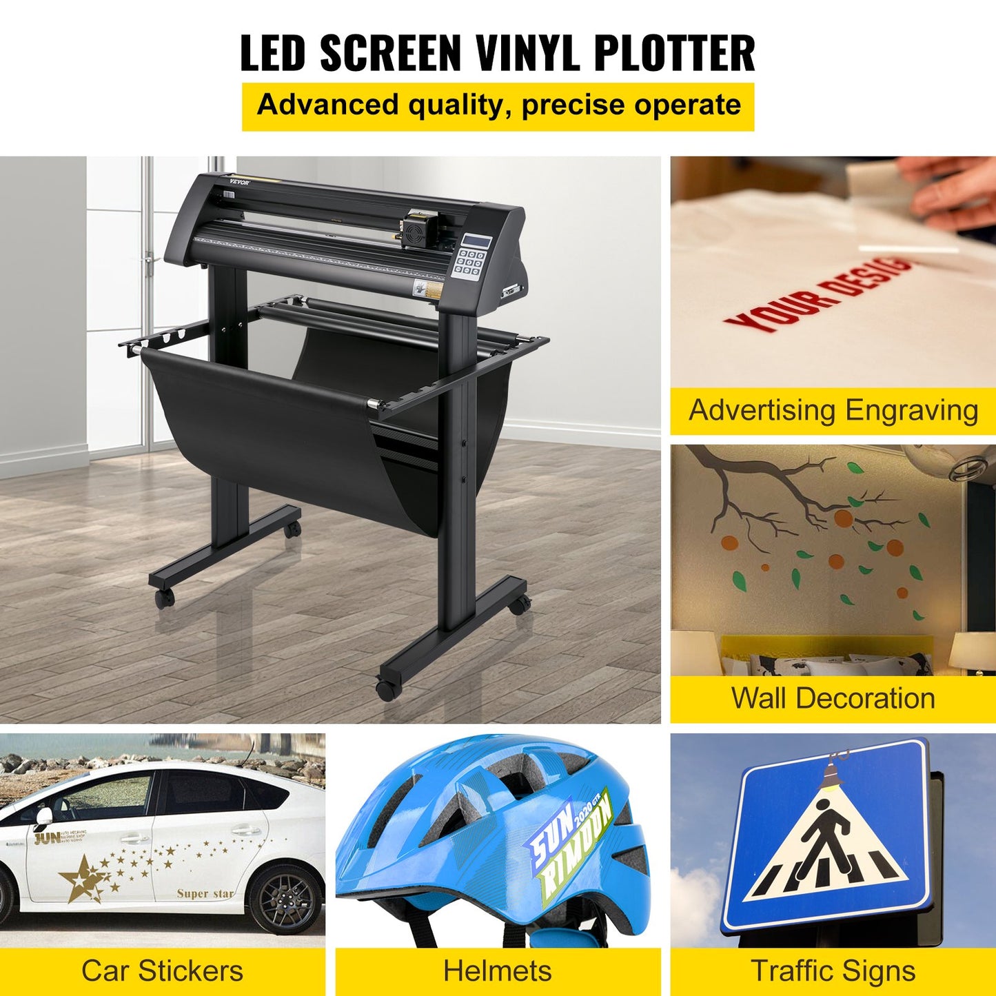 Vinyl Cutter, 720mm Vinyl Plotter, LED Screen Plotter Cutter, Semi-Automatical Built-in Optical Eye, Compatible with SignCut Software for Mac and Windows System with Stand