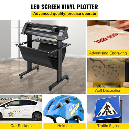 Vinyl Cutter, 720mm Vinyl Plotter, LED Screen Plotter Cutter, Semi-Automatical Built-in Optical Eye, Compatible with SignCut Software for Mac and Windows System with Stand