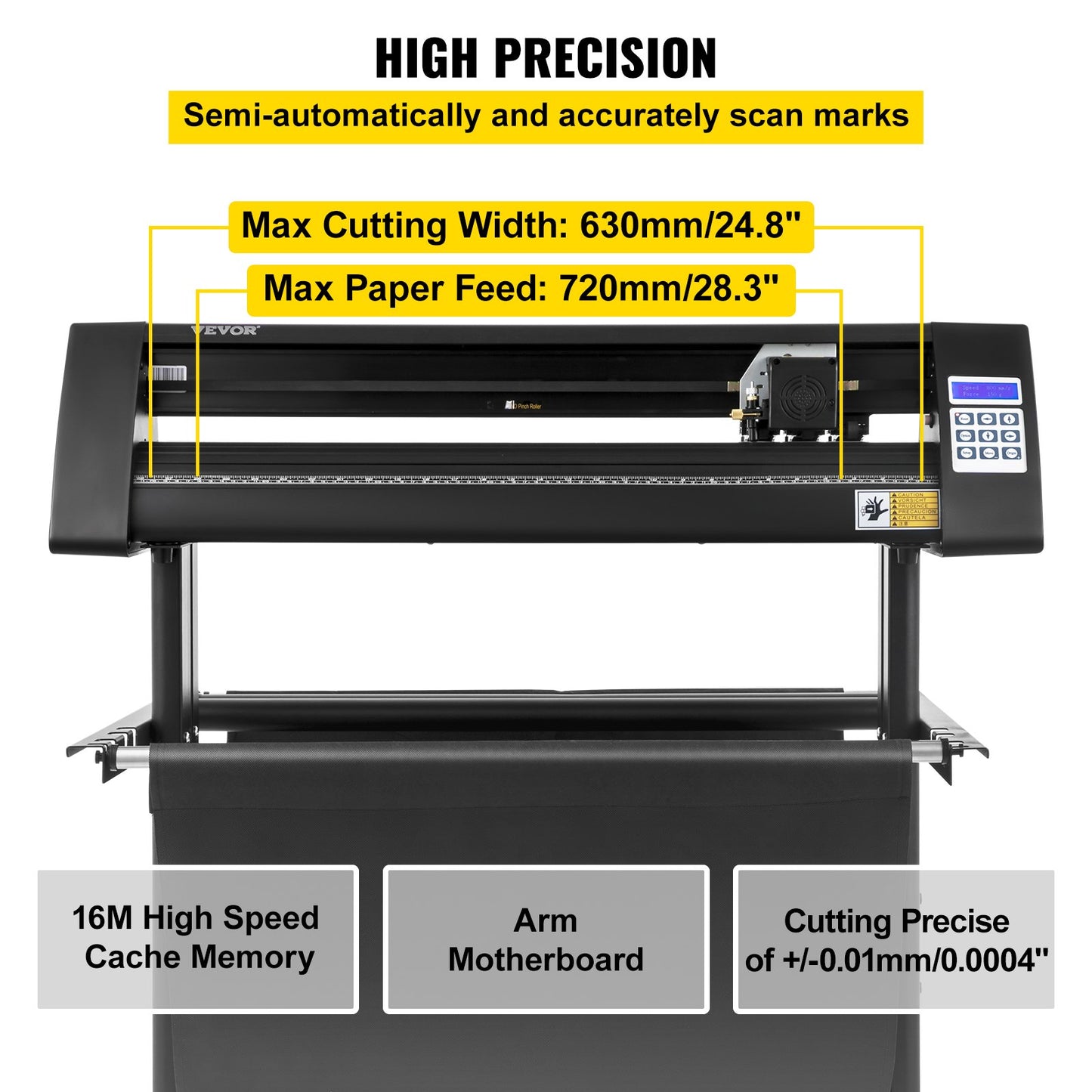 Vinyl Cutter, 720mm Vinyl Plotter, LED Screen Plotter Cutter, Semi-Automatical Built-in Optical Eye, Compatible with SignCut Software for Mac and Windows System with Stand