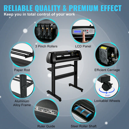 Vinyl Cutter Machine, 28inch Cutting Plotter, Offline Cutting Machine Kit Mobile Bluetooth, Precise Roller Shaft High Accuracy Adjustable Speed & Force, DIY SignMaster Software Blade for Windows