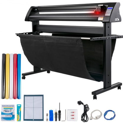 Vinyl Cutter, 1350mm Vinyl Plotter, LED Screen Plotter Cutter, Semi-Automatical Built-in Optical Eye, Compatible with SignMaster Software for Windows System with Stand
