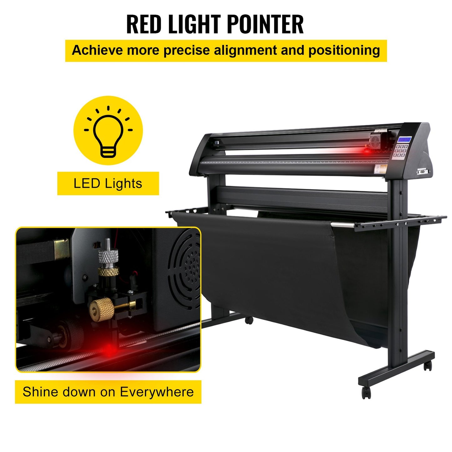 Vinyl Cutter, 1350mm Vinyl Plotter, LED Screen Plotter Cutter, Semi-Automatical Built-in Optical Eye, Compatible with SignMaster Software for Windows System with Stand