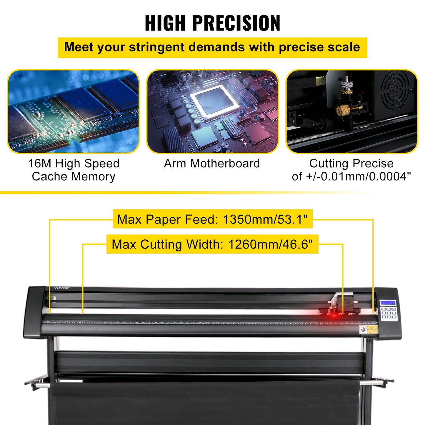 Vinyl Cutter, 1350mm Vinyl Plotter, LED Screen Plotter Cutter, Semi-Automatical Built-in Optical Eye, Compatible with SignMaster Software for Windows System with Stand