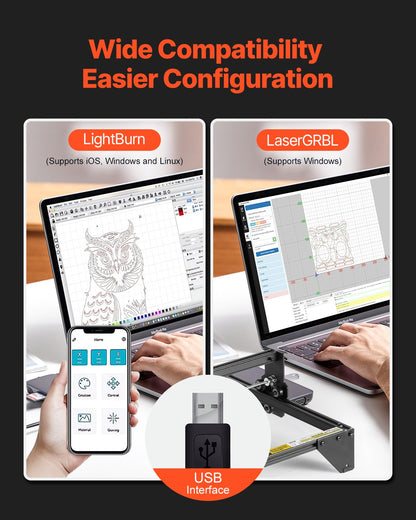 Lasergravör, 10 W uteffekt, lasergraveringsskärmaskin, arbetsyta 38 x 40 cm, rörelsehastighet 10 000 mm/min, komprimerad punkt med ögonskydd, för trä, vissa metaller