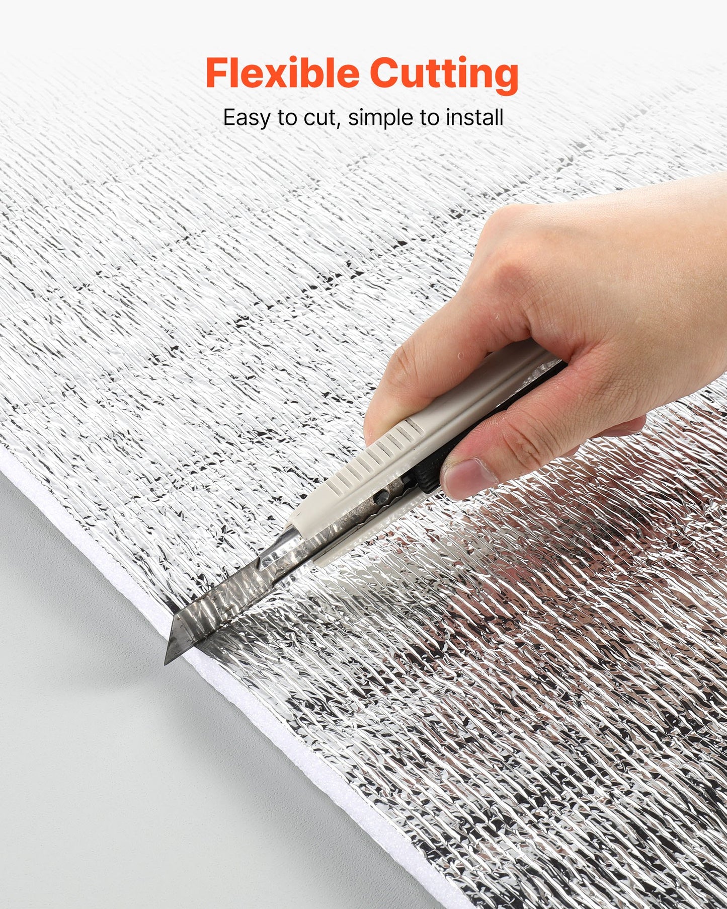 Reflective Insulation Roll, EPE Foam Core Radiant Barrier, 3mm 76.2m x 1.22 m, Aluminum Foil White PE Film Heat Reflective Shield, Thermal Insulation Roll for Garage Door Window RV Roofs